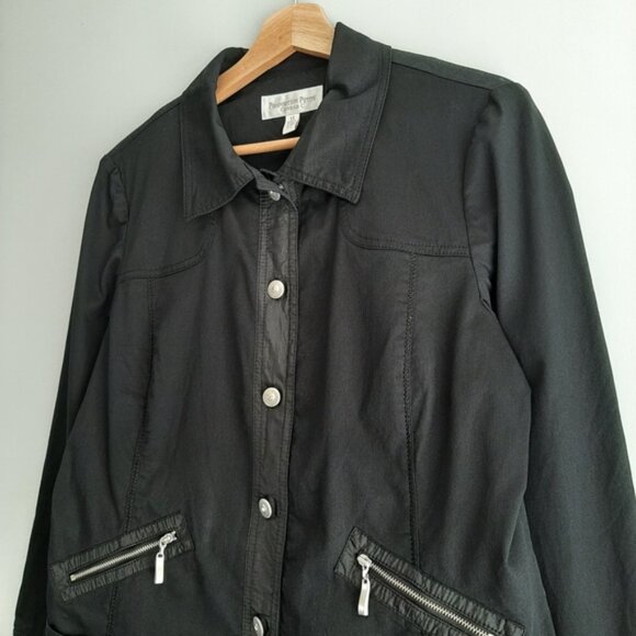 CONRAD C Sparkly Rhinestone Button Down Light Casual Jacket Black Sz 12 Petite - Picture 8 of 14